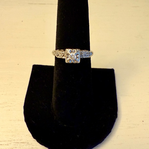 Art Deco Vintage Diamond Ring Size 6.5 - Picture 6 of 12